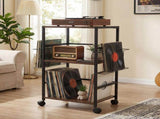 Levede Record Player Stand with Storage Vinyl Record Holder with Display Area EA0296-BR-AU