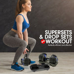 48KG Powertrain Adjustable Dumbbell Set With Stand Blue DMB-BF1-024-2S-BU