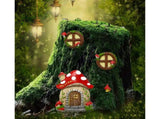 Mushroom House Door Luminous Garden Ornament - Multicolor V1263-JX-941