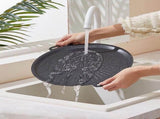 Nonstick Korean Grill Pan 14.17 Inch Round BBQ Griddle Pan, Heavy Duty Baking Tray Stove Top V1192-AZ-W-26257