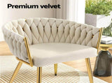 1 Set of 2 Artiss Dining Chairs Velvet Armchair Beige UPHO-C-DIN-01-VEL-BGX2
