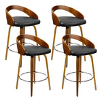 Artiss 4x Bar Stools Swivel Seat Curving Backrest BA-TW-8565-BKX4-AB