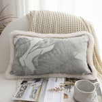 SOGA 2X 35cm Wabi-sabi Rectangular Raised Embroidery Leaf & Lumbar Throw Pillow FRENCHCUSHION261X2