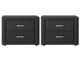 Artiss 2X Bedside Table 2 Drawers Fabric - CADEN Charcoal BFRAME-E-BSIDE-CHARX2