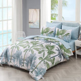 Soft Floral Leaf Comforter Set, King Size, Deluxe Quilted Bedding with Pillowcases V745-MAB010935AJ3