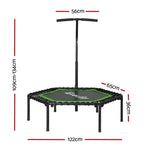 Everfit 48inch Hexagon Fitness Trampoline Rebounder Adjustable Handrail Green TRAMPO-C-MINI48-HEX-GNBK