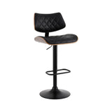 Artiss Bar Stools Kitchen Dining Chairs Gas Lift Stool Wooden Leather Black BA-TW-8095-BK