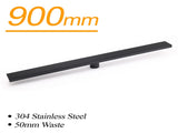 Matt Black 900mm Long Strip Fence Shower Grate Floor Drain 50mm Waste Watermark V1233-LGWG02A900BL