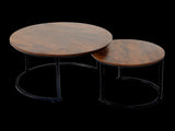 Levede Round Nesting Table Coffee Table Wood Side Table CH1156-60-BR