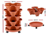 Green Fingers Raised Garden Bed 5 Tier Vertical Garden Brick Red Strawberry Stackable Planters Herbs GARDEN-PLASTIC-25L-BR