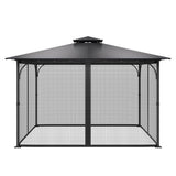 Gazebo Netting Replacement, Fit Most 12 x 12 x 7.5 FT Gazebo Curtain, Outdoor Garden Net, 4-Panel V952-LTWZDL12FT12G6AC0V0
