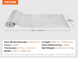 Double Reflective Insulation Roll, Foam Core Radiant Barrier, 3.2 mm 48 in x 50 ft, Double-Sided V952-LBPEFPMXRFSFIMUHAV0