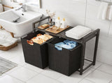 Laundry Hamper Basket Metal Laundry Organizer with MDF Shelf and 2 Waterproof Pull-Out Removable V985-LAUNDRYHAMPER