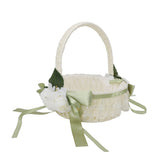 Flower Girl Basket Romantic Elegant Lightweight Hand Woven Wedding Flower Basket for Bride 5800 V1294-YM0901-3115240063713