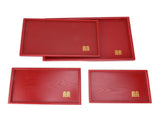 4Pcs Serving Tray Chinese Style Red Wedding Tea Coffee Snack Plate Wooden Fruit Candy Salver Square V1294-YM0703-3118230136212