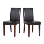 2x Wooden Frame Brown Leatherette Dining Chairs with Solid Pine Legs V43-DC-MON-BRN