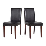 2x Wooden Frame Brown Leatherette Dining Chairs with Solid Pine Legs V43-DC-MON-BRN