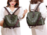 Women's Leather Backpack Waterproof Anti-Theft Casual Daypack for School Work Travel, 12 Inch V1237-ZY-924-009