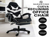 Sarantino Cueva Reclining High Back Office Gaming Chair with Retractable Footrest Office Comput CHR-ASA-CUE-BKWH