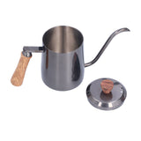 600ml Stainless Steel Manual Coffee Pot Long Narrow Spout Pour Over Kettle with Wooden HandleGray V1294-YM0710-3118210281011