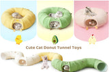 Green Cute Foldable Cat Tunnel Bed with Dual-Zipper Detachable & Connectable Design - 2-in-1 V888-ELOSUNG49481