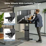 Heavy-Duty Rolling TV Cart Stand with Wheels for 32"65" TVs Height Adjustable Mobile Floor Mount V767-U-817-BK