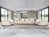 3-1-1 Seater Sofa Set Beige Velvet Fabric Solid Wood construction Gold Stainless Steel Trim V43-SET-DUK-3-1-1
