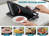 Devanti Meat Slicer Bread Vegetable, 200W Power 0-15mm Adjustable Easy Clean Stable Stainless Steel FS-190-20A-BK