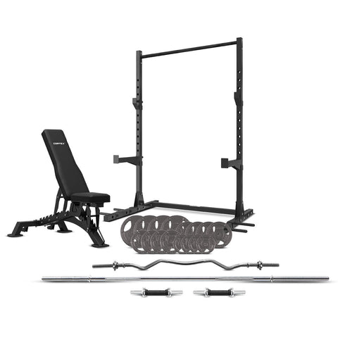 CORTEX SR3 Squat Rack with 90kg Standard Tri-Grip Weight, Bar and Bench Set V420-CSST-SR3SET-G