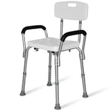 EQUIPMED Shower Chair Bath Seat 120kg Capacity, with Arms, Adjustable Height, for Elderly, White V219-HELSBSEQSC6A