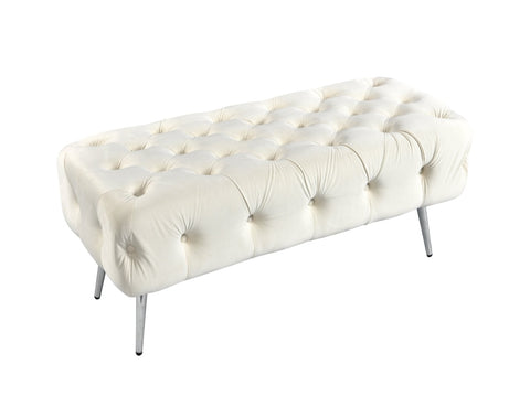 Shirley Ottoman Beige Velvet V292-OTT-SHIRLEY-SILVERBASE-BEIGESEAT