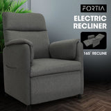 FORTIA Electric Armchair Recliner, Single Fabric Chair, Grey V219-HELMCRFO5GYA