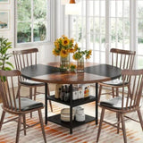 NNETMLT Round Dining Table - Rustic Brown & Black V728-YA175187