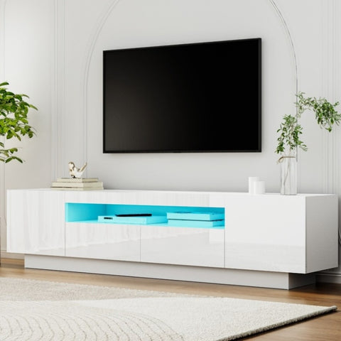 Artiss TV Unit Entertainment Unit Storage Drawer RGB LED 180cm White FURNI-Q-LED-TV180-2D-WH-AB
