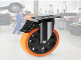 Caster 152.4 mm Swivel Plate Casters, Set of 4, with Security A/B Locking No Noise PVC V952-PBJLCSJAZ4J56BOYXV0