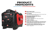 GENPOWER 3.5kW Peak 3kW Enclosed Inverter Generator, 2x15A, 12V, USB, Portable, Compact, Camping, V219-GENPTRGN35SA