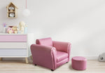 Kids Pink Couch Sofa Chair w/ Footstool in PU Leather V196-KS541P_K