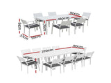 Gardeon Outdoor Dining Set 11PCS Aluminum Extendable Table and Chairs Patio Furniture White FF-DINING-11ALU-WH-ABCD