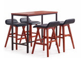 Artiss 5Pcs Bar Table and Stools Set Dining Desk Kitchen Chairs Cafe Pub Wood BA-TAB-SET-077X4-BK