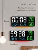 Black Background With Green and White Light Sleek Large LED Digital Wall & Desk Clock - Remote V888-ELOSUNG27420