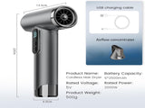 Rechargeable Cordless Handheld Hair Dryer with LED Temperature Display, Portable USB Wireless Mini V1188-MS-514-020