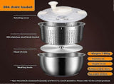 6L Stainless Steel Salad Spinner with PP Lid, Fruit & Veg Washer V1263-JX-5393
