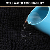 Black Bathroom Rug Set 2 Piece, Bath Mats for Floor, Super Thick Soft Shaggy Chenille Machine V1259-DP01-A-4433
