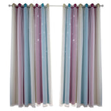 Star Curtains Stars Blackout Curtains for Kids Girls Bedroom Living Room Colorful Double Layer Star V1294-YM0901-H35315PU-3