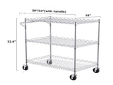 Kitchen Utility Cart, 3 Tiers, Wire Rolling Cart with 300kg Capacity, Steel Service Cart on Wheels, V952-WGCFTCCB30X184GWTV0