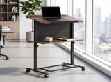 Artiss Mobile Lectern Podium Stand with Storage Shelf Height Adjustable Laptop Desk Black & Walnut LPS-HY02-125-BK