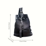 Leather Backpack Mesh Backpack Hybrid Backpack Travel Backpack Stylish Backpack - Black - Size M V1347-DSZ-001-001-BLK-M
