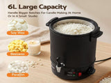 Devanti 6L Wax Melter Candle Making 1520W Melting Pot Furnace Quick Pour Spout Soy Soap WAX-07-6L-BK