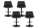Artiss 4x Bar Stools Kitchen Swivel Gas Lift Counter Chair Diamond Leather Black BA-K-799G-BKX4