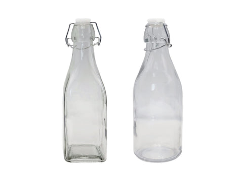 bulk 24 Clear Glass Bottle w Clip Lid 500ml 2 Asst 27cm V637-KIT38743